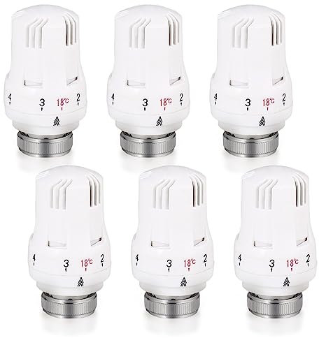 Thermostatkopf Heizkörperventil, 6 Stück Thermostat-Kopf, Kühlerthermostat M30 x 1,5 Heizungsthermostat Kühlerventil Ersatzkopf, Heizkörperthermostat Kühlerventilköpfe für Büro Zuhause Badezimmer