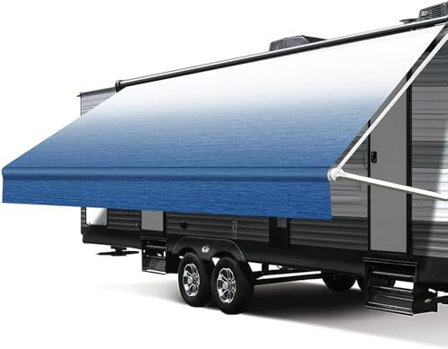 Xenjum Ersatzstoff für Wohnmobil-Markisen, 525 g, strapazierfähig, wetterfest, Vinyl, für Wohnmobil, Anhänger und Wohnmobil-Markisen, Saphirblau, 4,6 m (Stoff, 4,6 m)