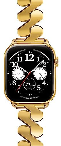 SUNDAREE Compatibile con Apple Watch da 41 mm/40 mm/38 mm, oro da donna, in metallo, acciaio inox, cinturino di ricambio per iWatch/Apple Watch Series 9/8/7 SE/6/5/4/3/2/1