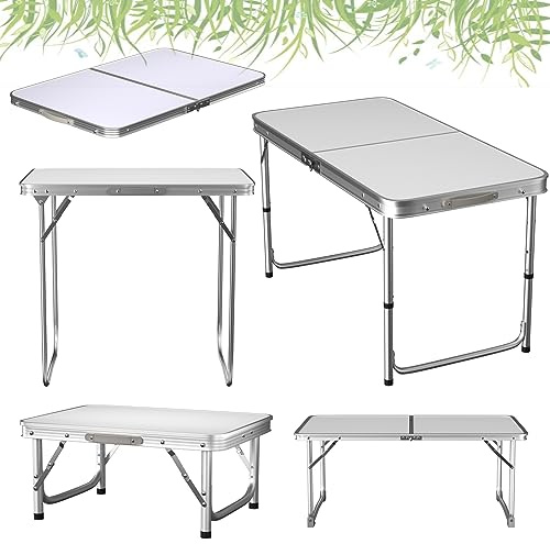 60x45CM Hochleistungsklapptisch aus Metall, Picknick-Campingtisch, tragbarer Gartentisch mit Tragegriff - Abschließbarer Knopf - 2 höhenverstellbar 56 cm / 26 cm für den Innenbereich im Freien