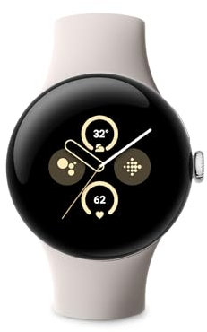 Google Pixel Watch 2 with the best of Fitbit Heart rate tracking, stress management, safety features – Android smartwatch – Polished Silver Aluminium Case – Porcelain Active Band – Wi-Fi