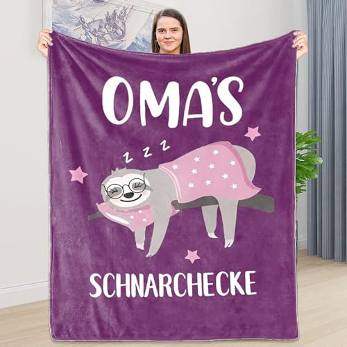 Lustige Faultier Decke Geschenk für Oma, Kuscheldecke Flauschig An Meine Oma, Super Weich Warme Personalisierte Deutsch Decke Beste Geburtstag, Weihnachten Geschenke Wohndecke
