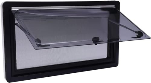 Finestra di esposizione per camper e roulotte, finestra laterale, finestra con spinta, con zanzariera e tenda oscurante (900 x 500 mm)