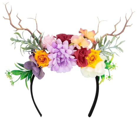 Diadem mit bunten Blumen und Zweigen Elfe Fee Kostüm-Zubehör Haarreif Kopfschmuck Mutter Natur Waldgeist