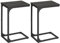 VASAGLE Set of 2 C-Shaped Side Table, Bedside Table, Sofa Side Table, Coffee Table, with Metal Frame, Industrial, for Living Room, Bedroom, Grey Oak and Ink Black LET354B42