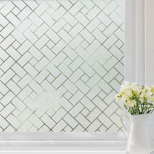 Lifetree Fensterfolie Sichtschutzfolie Selbstklebend Blickdicht Statisch Haftend Klebefolie Milchglasfolie Fenster Folie Anti-UV Milchglas Dekofolie für Bad Küche Glastüren 115x300cm