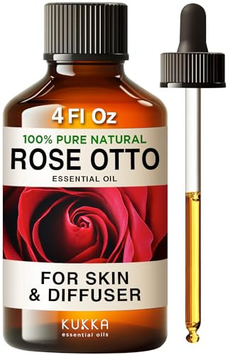 KUKKA Rose Otto Essential Oil for a Calming Retreat Promotes Smooth-Looking Skin with Rose Oil Essential Oil - 118ml - Authentic Scent - Non-GMO and Cruelty-Free