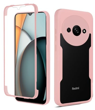 betterfon 360 Grad Hülle Kompatibel mit Xiaomi Redmi A3 | Handyhülle mit eingebautem Displayschutz für Redmi A3 | Rosa
