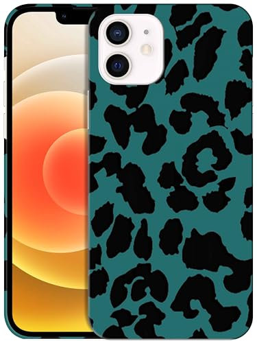 GlamCase for iPhone 12 / iPhone 12 Pro, iPhone 12 / iPhone 12 Pro Case - Teal Leopard Pattern Printed Slim & Sleek Cute Plastic Hard Protective Designer Back Case/Cover for iPhone 12/12 Pro