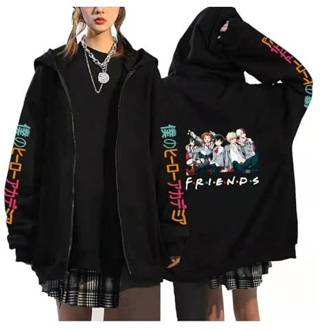 My Hero Academia Zip Up Hoodies Anime Cartoon Bedruckte Hosen Damen Jacken College Style Langarm Persönlichkeit Pullover Jugend Oberbekleidung Lose Streetwear (Color 06,L)