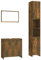 vidaXL 3-TLG. Badmöbel-Set Räuchereiche Holzwerkstoff, Spiegelschrank, Kosmetikspiegel, Badezimmerschrank, Badezimmerschrank mit Spiegel