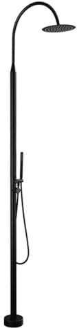 XJTNLB Gartendusche Edelstahl Freistehend Duschkopf für Außendusche mit Überkopfdusche, Handbrause Einhebelmischer für Gärten, Pools Usw. Geeignet,Schwarz