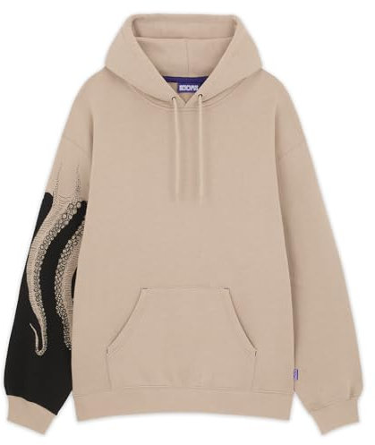 Octopus Felpa con Cappuccio Side Tentacles Hoodie Felpa con tentacoli su Manica 2024/25 Milano Originale (IT, Testo, XL, Regular, Regular, Earth)