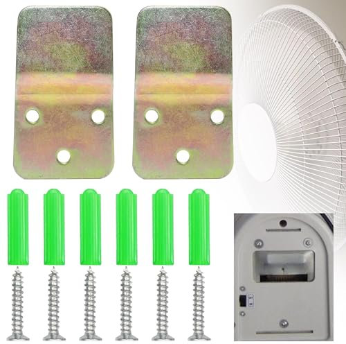 LUTQ 2-Set Wall Fan Mounting Bracket, Heavy Duty Wall Mounting Fan Bracket, Solid Steel Fan Wall Mount Bracket with Fastening Screws, Hidden Holder Bracket for Most Wall Fans - Male Plug Type