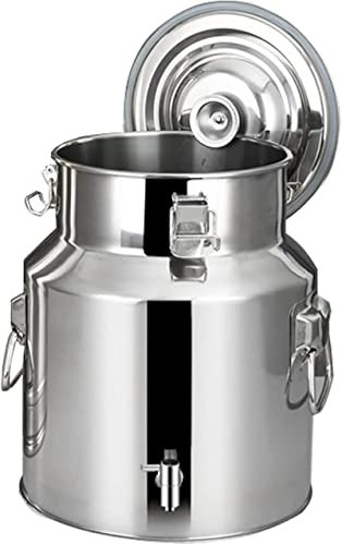 YhOuuA Luftdichte Milchkanne – 5 l/9 l/14 l Edelstahl-Kanister zur Milch- und Weinlagerung, Transportkanne, Milchkanne, Eimer – Tragekrug, Ölfass, Teeeimer mit Zapfhahn,5L