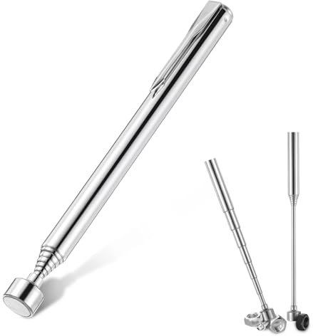2Pcs Telescoping Magnetic Pickup Tool with Pen Clip, Extendable Magnetic Grabber Reacher Tools, 25 Inch Flexible Magnet Retrieval Stick Gadget for Screws Nuts Pins