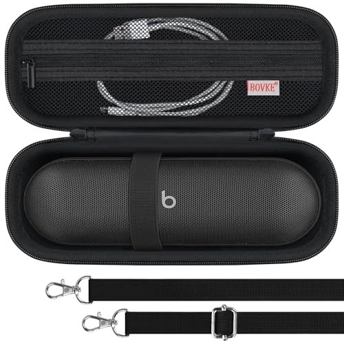 BOVKE Carrying Case Compatible with Beats Pill (2024 release) - Portable Bluetooth Speaker, Beats Pill Wireless Speaker Holder Bag with Extra Mesh Pocket for Charging Cables, Black+Black