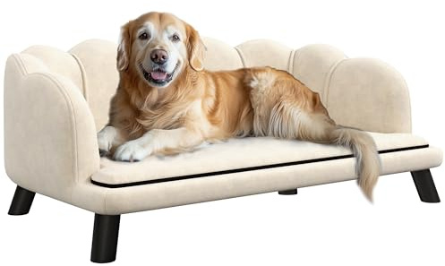 PawHut Hundesofa Bett für Hunde und Katzen, modernes Design, Muschel, Maße: 98 x 60 x 35 cm, weiches Kissen, Velours, Grün
