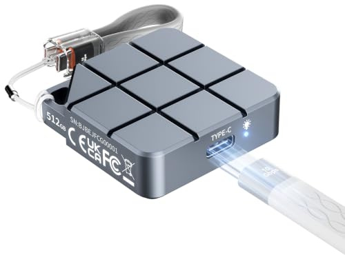 MAIWO Disque SSD externe portable de 512 Go, USB 3.2 Gen 2 de type C jusqu'à 1050 Mo/s, mini SSD NVMe avec vidéos 4K ProRes pour iPhone, iPad, Android, MacBook MacMini, aluminium (gris)