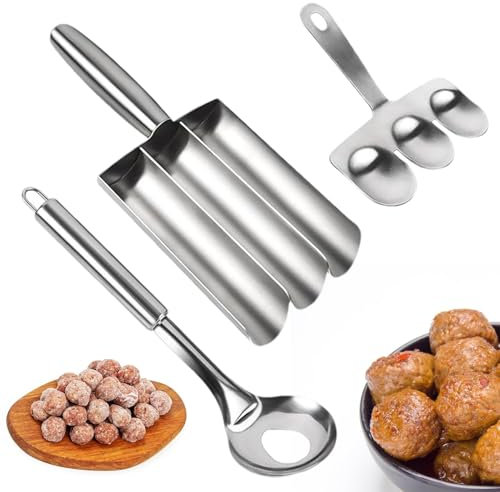 Set per la preparazione di polpette in acciaio inossidabile, set per la preparazione di polpette triple, paletta per polpette antiaderenti, efficaci strumenti da cucina
