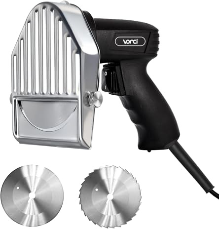 VONCI 80W Commercial Gyro Cutter, Electric Shawarma Knife, Doner Kebab Meat Slicer With 2 Blades, 2600 RPM, 0-8mm Adjustable Thickness, Powerful Turkish Grill Machine.