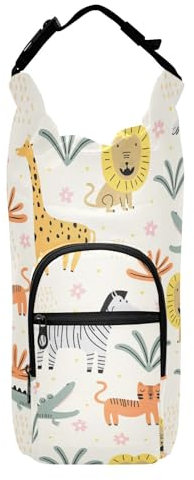 FRODOTGV Cute Wild Animal Lion Cats Water Bottle Holder Adjustable Water Carrier for Hiking Water Bottle Carrier with Strap Fits 20/24/32/40 oz Bottles