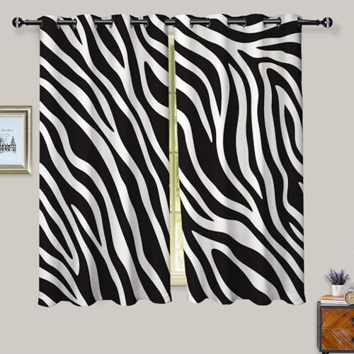 Gardinen Vorhänge Schlafzimmer Vorhang Zebramuster Streifen Gardine Wohnzimmer Gardinen mit Ösen Vorhang, Modern Innen Küche Thermovorhang Kälteschutz Verdunklungsvorhänge H175 x B140 cm