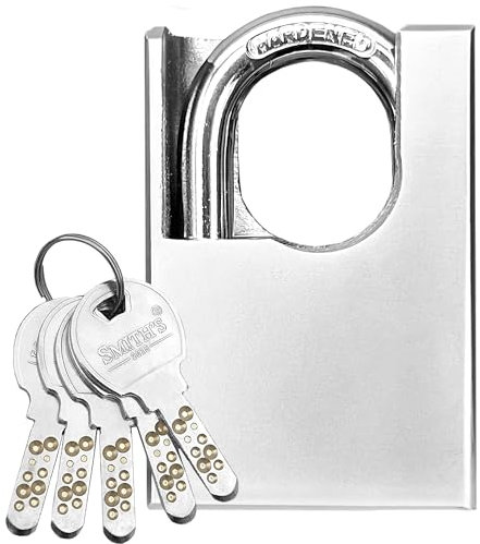 Heavy Duty Padlock by Smith’s® | 60mm x 40mm | 1 Pack | Alloy Steel | 5 Keys | Perfect for Warehouse, Container, Garage, Shutter, Gate, Chain, Shed Lock