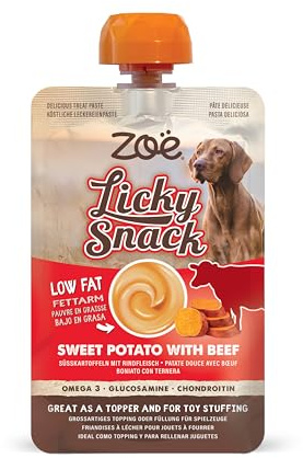 Zoe Licky Snack, Natural Dog, Puppy Treat, Sweet Potato & Beef, 85g | Dog Training Treat. Food Topper. Natural Ingredients.