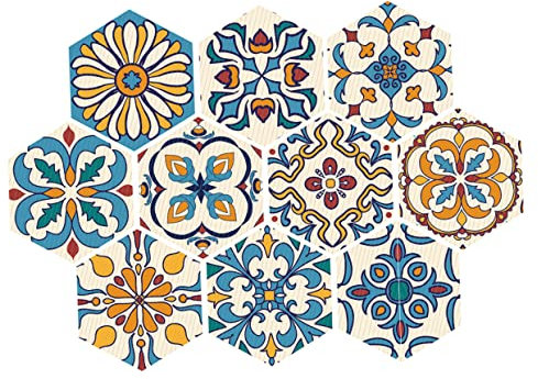 Holibanna 10piezas Adhesivo Para Pared De Baño y Cocina Resistente Al Agua Para Suelo De Cocina Pegatinas Hexagonales Para Azulejos