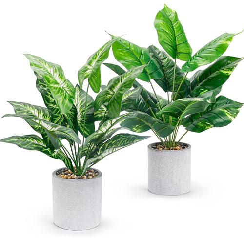 BTSD-home 2 Pack Fake Plants Kunstpflanze Tropische Kunstpflanzen wie echt Pflanzen künstlich Balkon Wohnzimmer Schlafzimme Deko 2 Stück