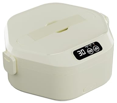 LANDNOR Cordless Electric Lunch Box,Battery-Powered Heated Lunch Box,16000mAh Rechargeable Self-Heating Food Warmer with Smart Timer Function,1L Extra-Large Capacity for Travel,Camping,Officing