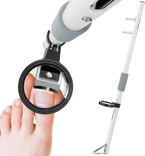 Nelyrho Long Handle Toenail Clipper with Magnifier for Thick Nails | Stainless steel reinforced toenail clipper with 50cm extended handle for easy home foot care without bending