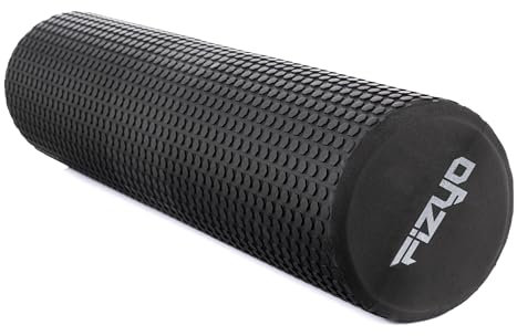 Fizyo Rouleau de massage Rouleau de massage EVA en mousse pour yoga, Pilates, Fitnessu, rééducation, régénération musculaire, soulagement des douleurs dans le dos, les jambes (Noir, 60x15 cm)