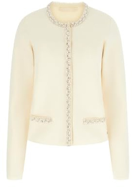 Guess Eco-Langarm-Pullover für Damen, Raina-Cardi-Pullover, Cremeweiß, Klein