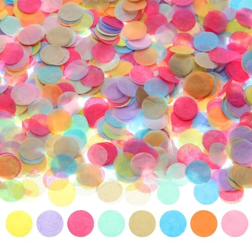 Konfetti Bunt 6000 Stück, Glitzer Bunt Groß, 2.5cm Konfetti Geburtstag Kunterbunt 50g für Luftballons, Geschenkbox, Dekoration für Feier Party Jubiläum