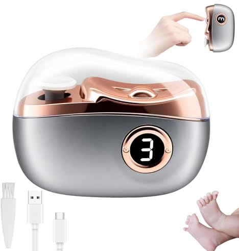 HASAIKA® Coupe-Ongles Électrique 3 en 1, Coupe-Ongles Automatique, Affichage numérique LED, réglage à trois vitesses, Convient pour une utilisation sûre par des adultes (Gris)