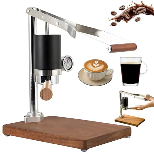 KVTUYC Cafetera espresso manual de palanca, cafetera portátil de presión manual, con manómetro visual, para preparar fácilmente espresso, capuchino y latte en casa o en la oficina.