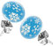 Mianova Ohrringe Stecker Rund Klein Ohrstecker Runde Platte Silber mit Winter Weihnachts Motiv Schneeflocke Blau Weiß