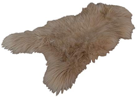 Naturasan Island Lammfell Schaffell, Spitzenqualität, Lammfell-Teppich ökologisch gegerbt, Naturfell Vorleger Farbe Milchkaffee/Beige (110-120 cm)