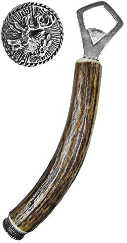 Funk Hirschhorn Flaschenöffner mit Zierkappe - Hirsch - Tolles Accessoire zur Lederhose auf Oktoberfest oder Kirchweih