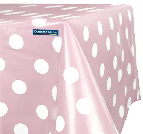 TEXMAXX® Wachstuchtischdecke versch. Größen - 220 x 140 cm/abwaschbare Tischdecke/Wachstischdecke/Wachstuch Tischdecke geeignet als Gartentischdecke - Punkte Muster in Rosa-Weiß