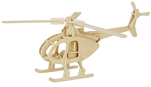 Marabu 317000000003 - KiDS 3D Holzpuzzle Hubschrauber, mit 32 Puzzleteilen aus FSC-zertifiziertem Holz, ca. 26 x 13 cm groß, einfache Stecktechnik, zum individuellen Bemalen und Gestalten