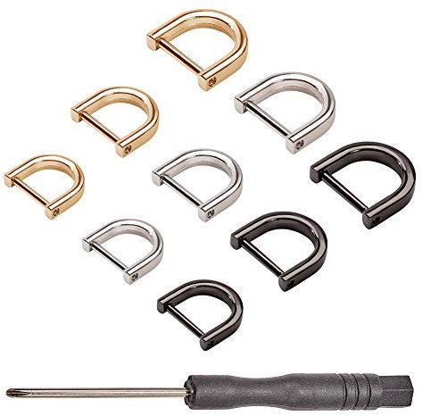 PandaHall 18 Teilige D-Ringe Mit Schließendem Schraubschäkel Schlüsselhalter Rucksackschnalle Hufeisen Metallringe U-Form Dee Ring Enthält 1 Schraubendreher DIY Leder Basteltasche Ersatz
