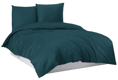 Mixibaby Bettwäsche Bettgarnitur Bettbezug 100% Baumwolle 135x200 155x220 200x200 200x220, Farbe:Teal, Größe:200 x 200 cm