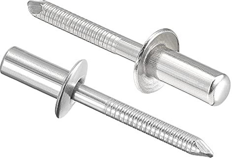 sourcing map Blind Rivets, 304 Stainless Steel Pull Rivets Core Decoration Rivets 6.4mm Diameter 14mm Grip Length Close End Silver Tone, 25pcs