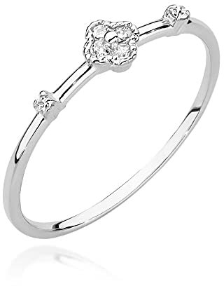 Damen Ring 585 14k Gold Weißgold natürlicher echt Diamanten Brillanten