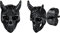 FaithHeart Black Skull Earrings for Male Evil Satan Goat Head Studs Gothic Earring Jewelry for Boyfriends Brothers