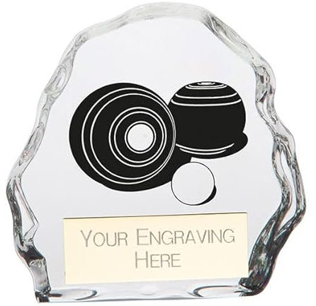 Mystique Lawn Bowls Clear Glass Trophy Award 75mm Lawn Bowls Award Free Engraving CR22243A-TRD