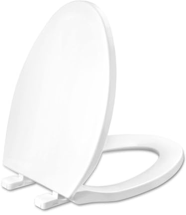 WSSROGY Toilet Seat Elongated, Slow Close Hinges, Non-Slip Bumpers, White